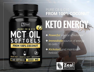 ZEAL NATURALS - Zeal Naturals Pure MCT Oil Capsules 3000Mg. 360 Capsulas Blandas - The Red Vitamin MX - Suplementos Alimenticios - {{ shop.shopifyCountryName }}