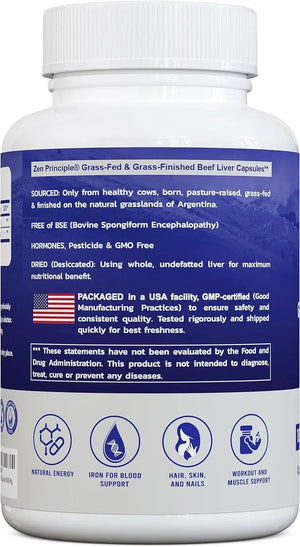 ZEN PRINCIPLE - Zen Principle Beef Liver Grass-Fed 180 Capsulas - The Red Vitamin MX - Suplementos Alimenticios - {{ shop.shopifyCountryName }}