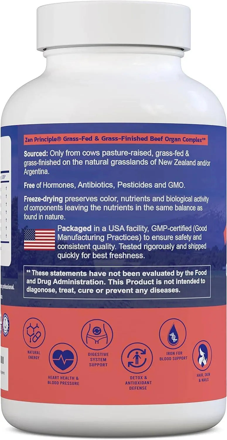 ZEN PRINCIPLE - Zen Principle Grass Fed Beef Organs 180 Capsulas - The Red Vitamin MX - Suplementos Alimenticios - {{ shop.shopifyCountryName }}