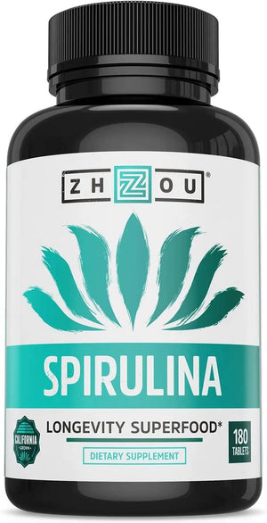 ZHOU - Zhou Nutrition Spirulina Tablets 180 Tabletas - The Red Vitamin MX - Suplementos Alimenticios - {{ shop.shopifyCountryName }}