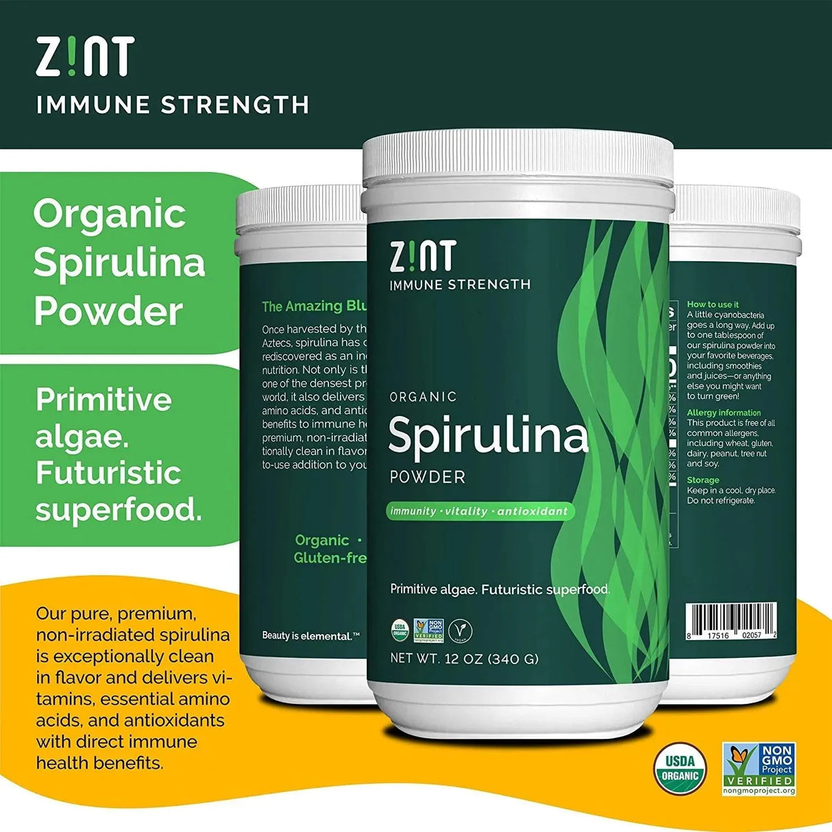 ZINT - Zint Spirulina Powder Organic 340Gr. - The Red Vitamin MX - Suplementos Alimenticios - {{ shop.shopifyCountryName }}