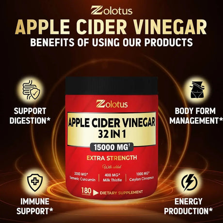 ZOLOTUS - Zolotus 32 in 1 Apple Cider Vinegar 15,000Mg. 180 Capsulas - The Red Vitamin MX - Suplementos Alimenticios - {{ shop.shopifyCountryName }}