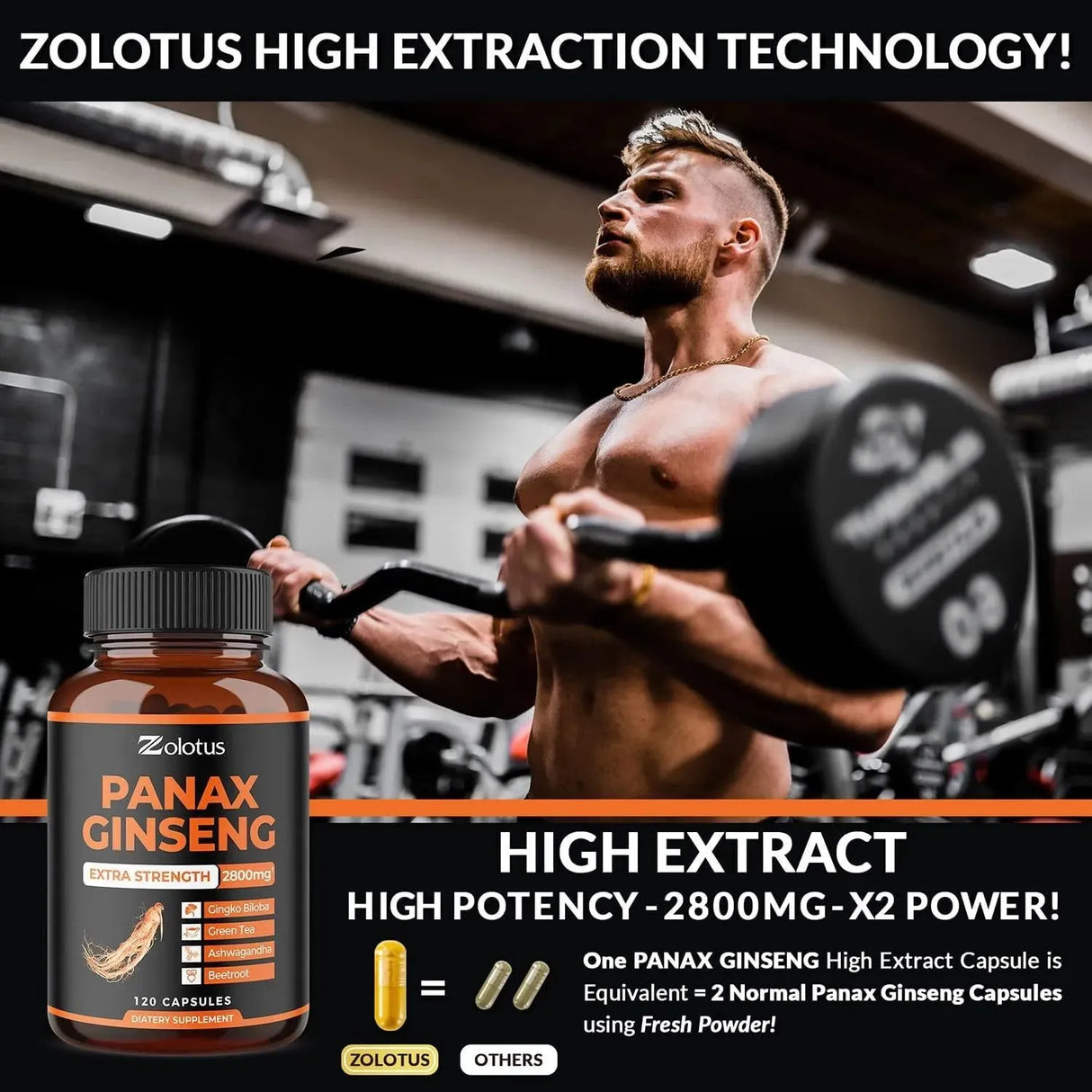 ZOLOTUS - Zolotus Korean Red Panax Ginseng, Ginkgo Biloba, 2800Mg. 120 Capsulas - The Red Vitamin MX - Suplementos Alimenticios - {{ shop.shopifyCountryName }}