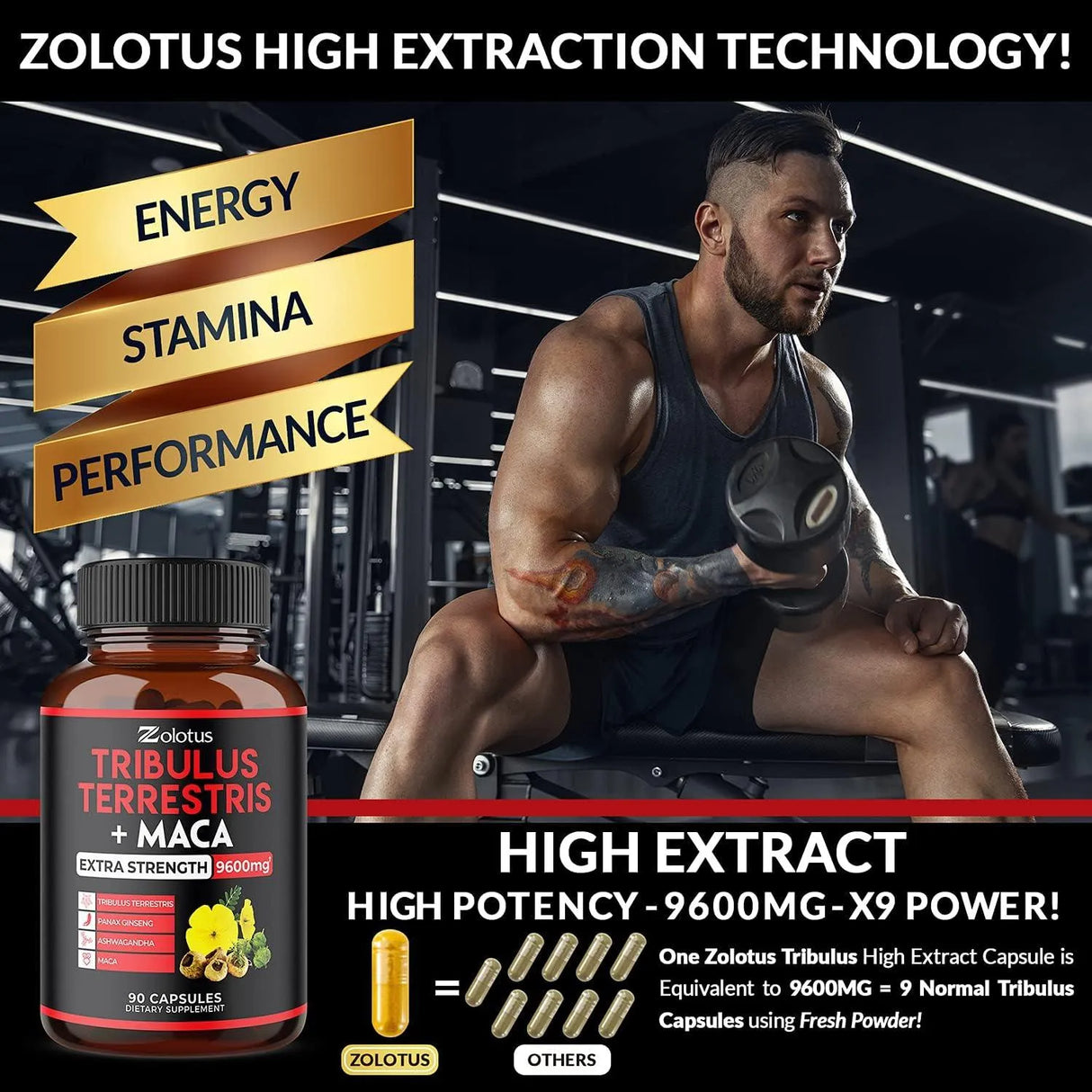 ZOLOTUS - Zolotus Premium Tribulus Terrestris Maca 9600Mg. 90 Capsulas - The Red Vitamin MX - Suplementos Alimenticios - {{ shop.shopifyCountryName }}