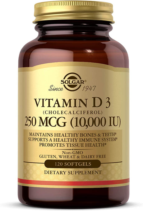 Solgar Vitamin D3 250 Mcg 10,000IU 120 Capsulas Blandas - The Red Vitamin MX