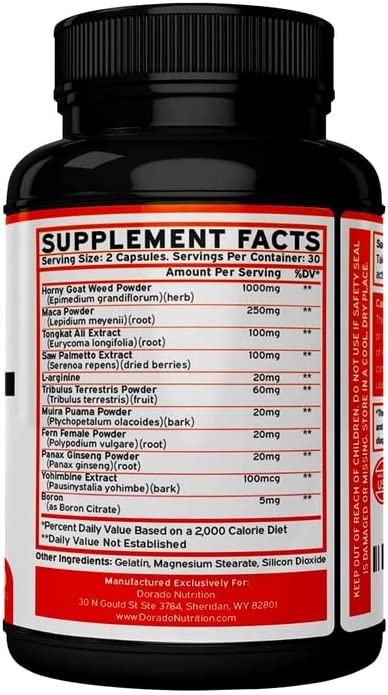 Dorado Nutrition Horny Goat Weed For Men and Women 60 Capsulas - The Red Vitamin MX