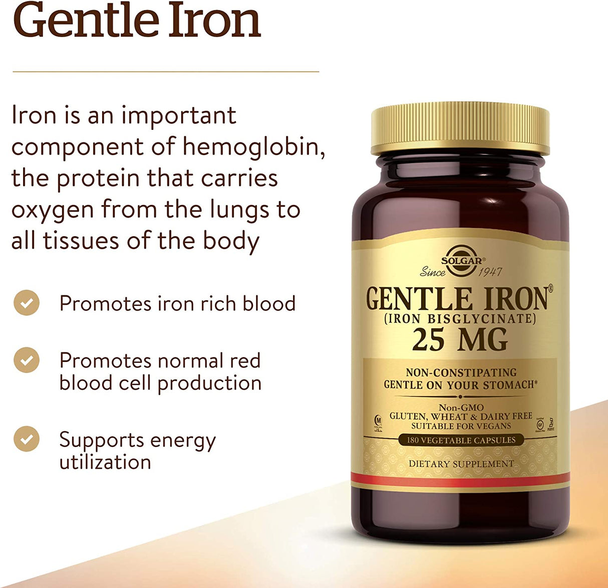 Solgar Gentle Iron 180 Capsulas - The Red Vitamin MX