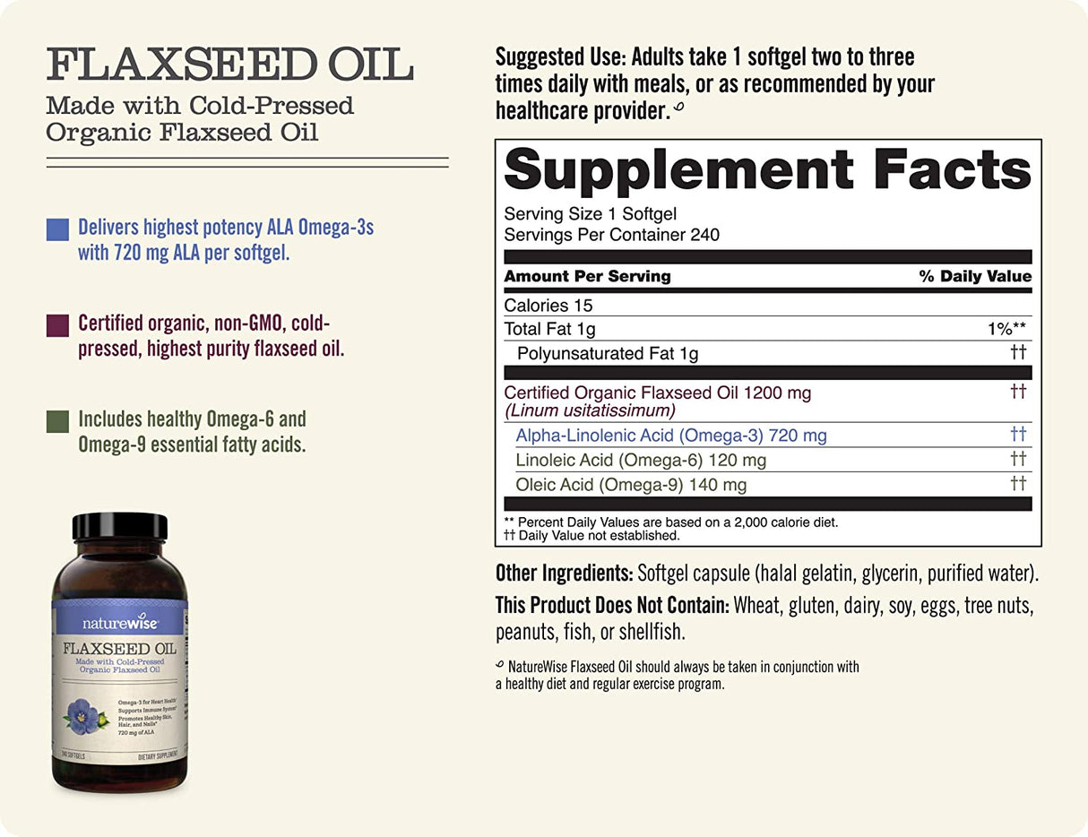 Naturewise Flaxseed Oil 240 Capsulas Blandas - The Red Vitamin MX