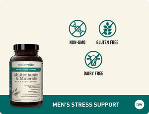 Naturewise Multivitamin for Men's Daily Stress Support with Sensoril Ashwagandha and 22 Essential Nutrients 60 Capsulas - The Red Vitamin MX