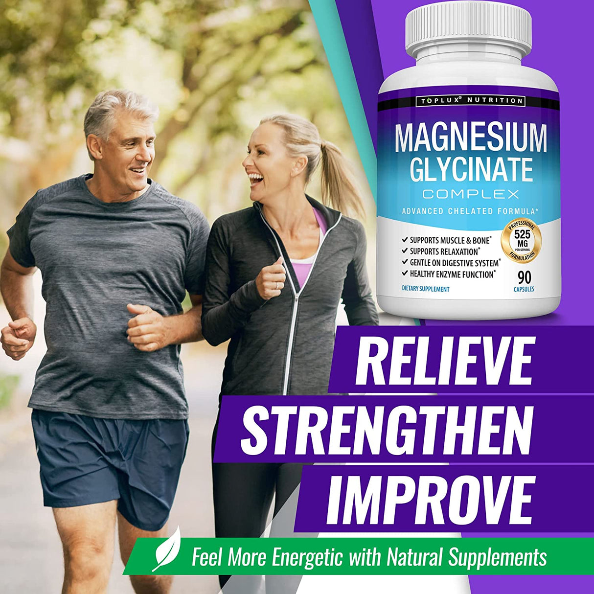 Toplux Magnesium Glycinate Complex 525Mg. 90 Capsulas - The Red Vitamin MX