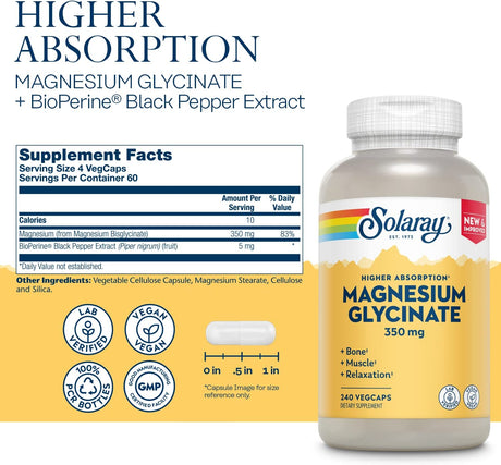 Solaray Magnesium Glycinate 350Mg. 240 Capsulas - The Red Vitamin MX
