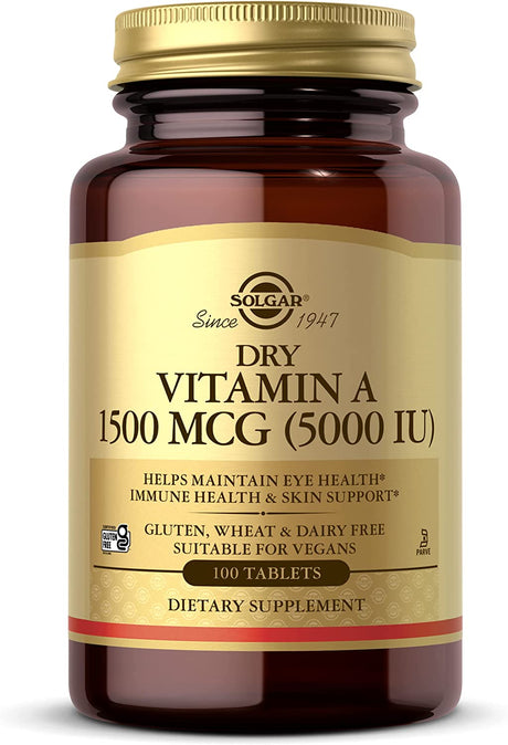 Solgar Dry Vitamin A 5000IU 100 Tabletas - The Red Vitamin MX
