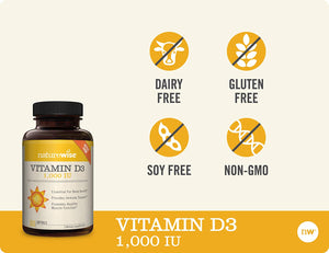 Naturewise Vitamin D3 1,000IU 360 Capsulas Blandas - The Red Vitamin MX