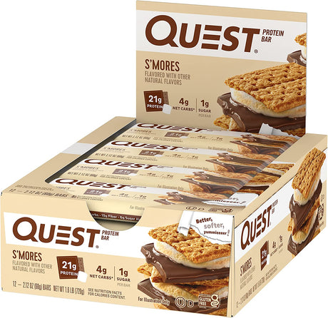 Quest Nutrition S'mores Protein Bar 12 Barras - The Red Vitamin MX
