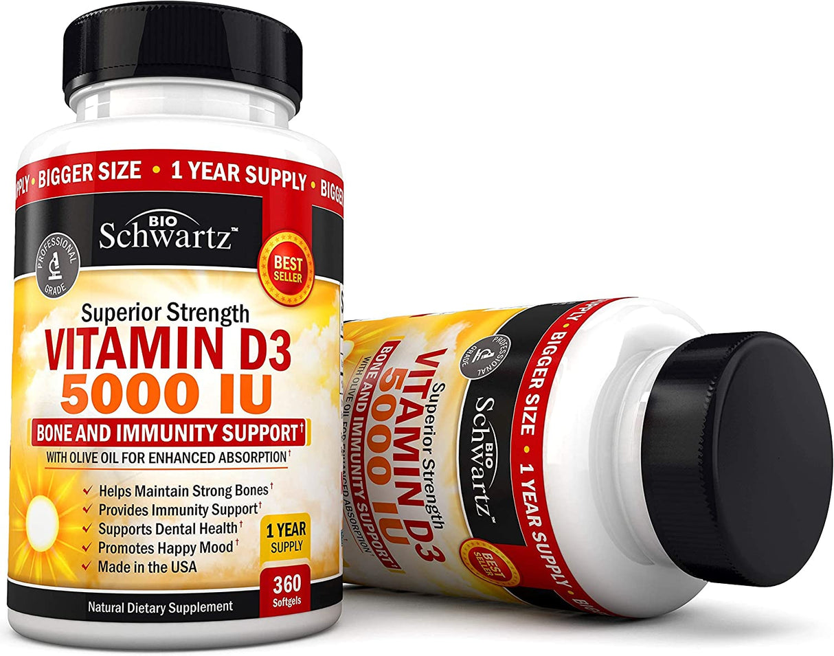 Bio Schwartz Vitamin D3 5,000IU 360 Capsulas