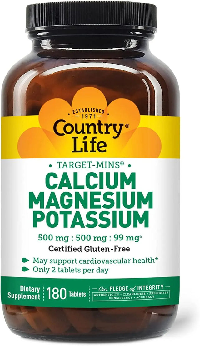 COUNTRY LIFE - Country Life Target Mins Calcium Magnesium Potassium 180 Tabletas - The Red Vitamin MX - Suplementos Alimenticios - {{ shop.shopifyCountryName }}