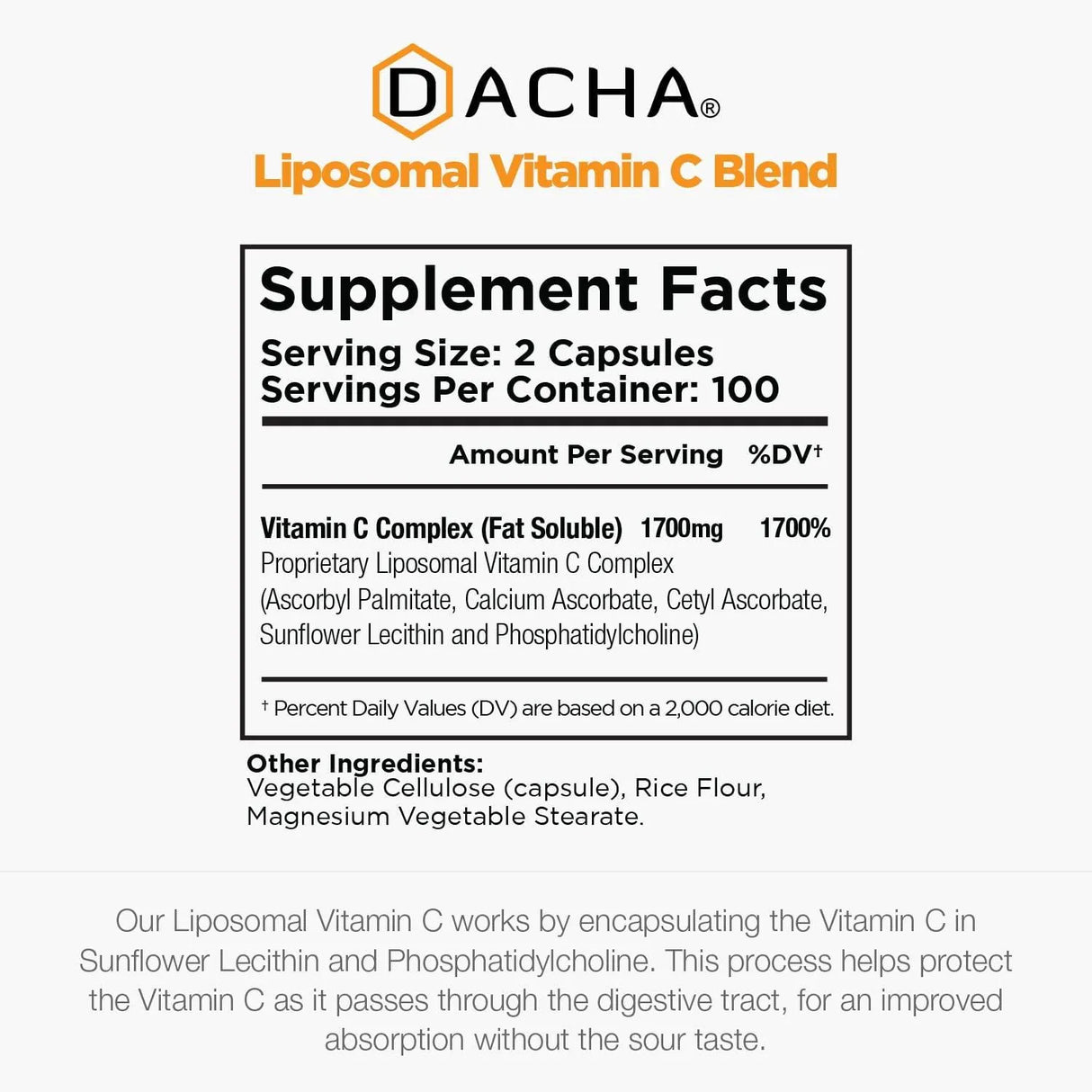 DACHA - DACHA Nutrition Natural Liposomal Vitamin C 1500Mg. 200 Capsulas - The Red Vitamin MX - Suplementos Alimenticios - {{ shop.shopifyCountryName }}