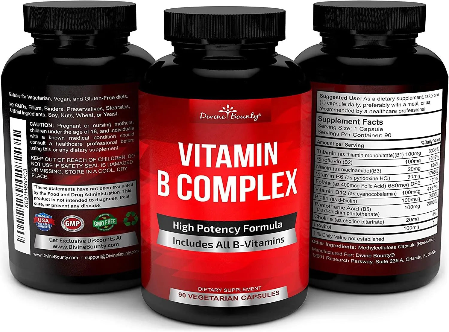 Divine Bounty Super B Complex 90 Capsulas – The Red Vitamin MX