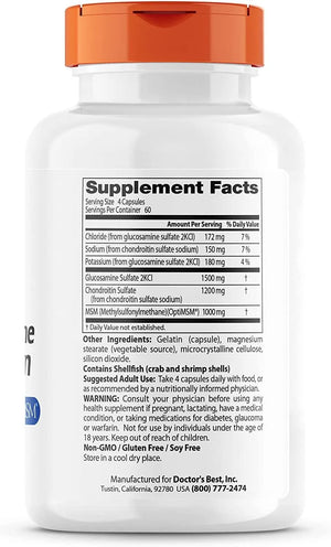 DOCTOR'S BEST - Doctor's Best Glucosamine Chondroitin Msm with OptiMSM 240 Capsulas - The Red Vitamin MX - Suplementos Alimenticios - {{ shop.shopifyCountryName }}