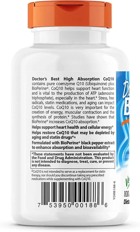 DOCTOR'S BEST - Doctor's Best High Absorption CoQ10 with BioPerine 100Mg. 120 Capsulas Blandas - The Red Vitamin MX - Suplementos Alimenticios - {{ shop.shopifyCountryName }}
