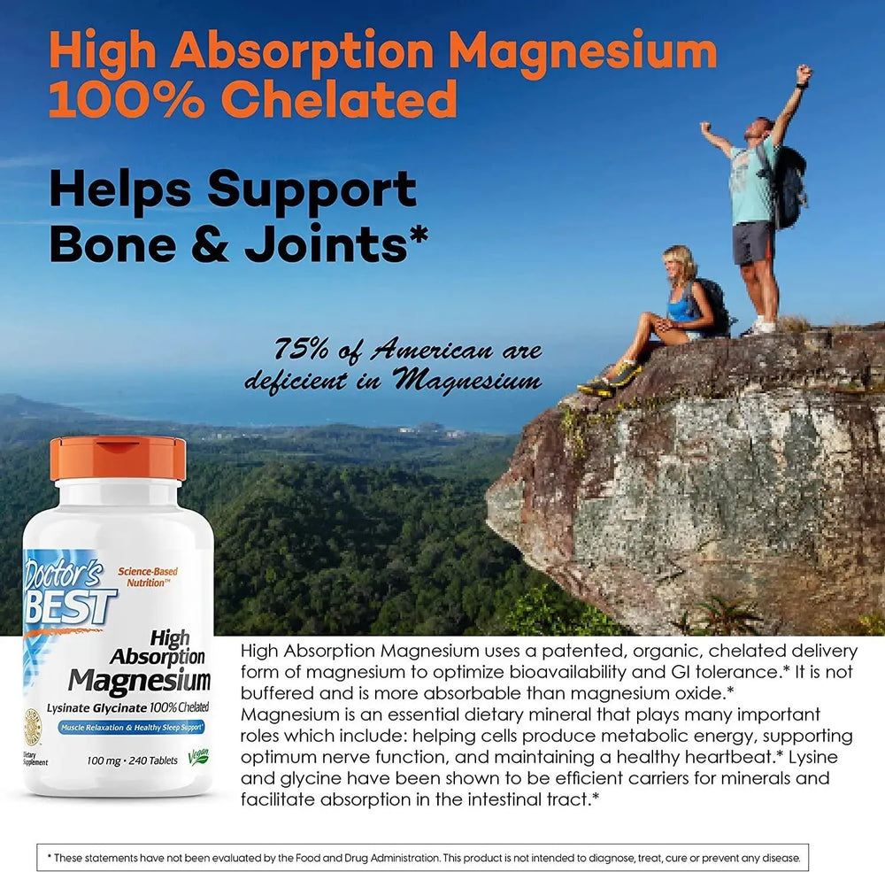 DOCTOR'S BEST - Doctor's Best High Absorption Magnesium 100% Chelated 240 Tabletas - The Red Vitamin MX - Suplementos Alimenticios - {{ shop.shopifyCountryName }}