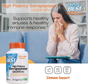 DOCTOR'S BEST - Doctor's Best High Potency Serrapeptase 120,000 SPU 90 Capsulas - The Red Vitamin MX - Suplementos Alimenticios - {{ shop.shopifyCountryName }}