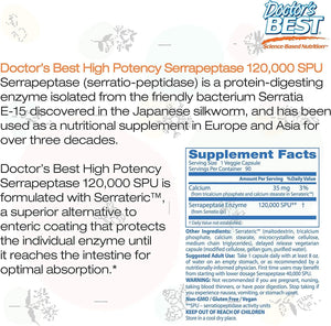 DOCTOR'S BEST - Doctor's Best High Potency Serrapeptase 120,000 SPU 90 Capsulas - The Red Vitamin MX - Suplementos Alimenticios - {{ shop.shopifyCountryName }}