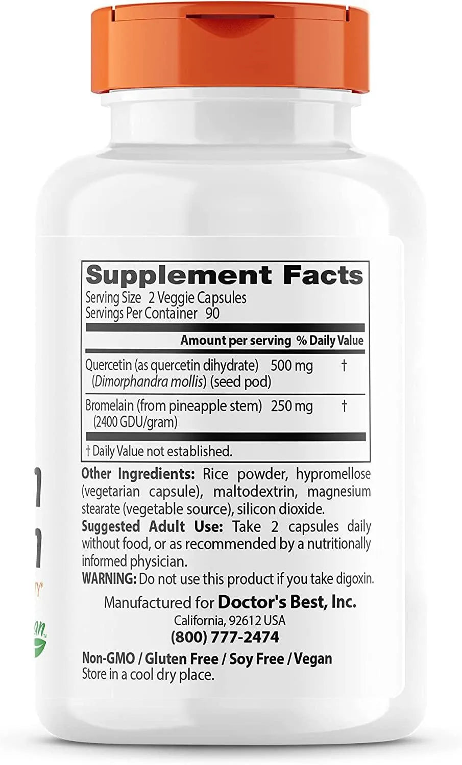 DOCTOR'S BEST - Doctor's Best Quercetin Bromelain 180 Capsulas - The Red Vitamin MX - Suplementos Alimenticios - {{ shop.shopifyCountryName }}