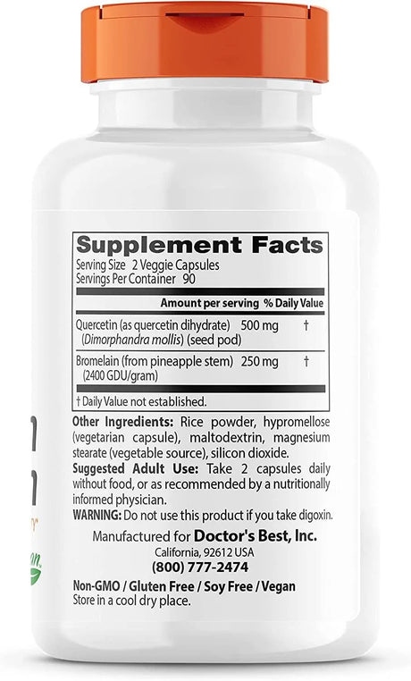 DOCTOR'S BEST - Doctor's Best Quercetin Bromelain 180 Capsulas - The Red Vitamin MX - Suplementos Alimenticios - {{ shop.shopifyCountryName }}