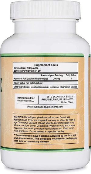 DOUBLE WOOD SUPPLEMENTS - Double Wood Supplements Hyaluronic Acid 200Mg. 200 Capsulas - The Red Vitamin MX - Suplementos Alimenticios - {{ shop.shopifyCountryName }}