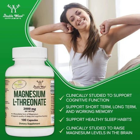 DOUBLE WOOD SUPPLEMENTS - Double Wood Supplements Magnesium L Threonate 2000Mg. 100 Capsulas - The Red Vitamin MX - Suplementos Alimenticios - {{ shop.shopifyCountryName }}