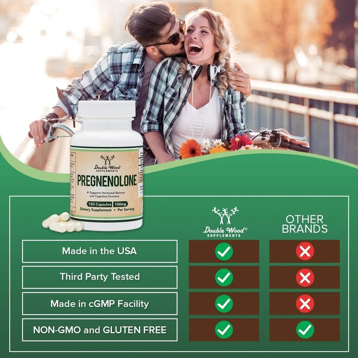 DOUBLE WOOD SUPPLEMENTS - Double Wood Supplements Pregnenolone 100Mg. 120 Capsulas - The Red Vitamin MX - Suplementos Alimenticios - {{ shop.shopifyCountryName }}