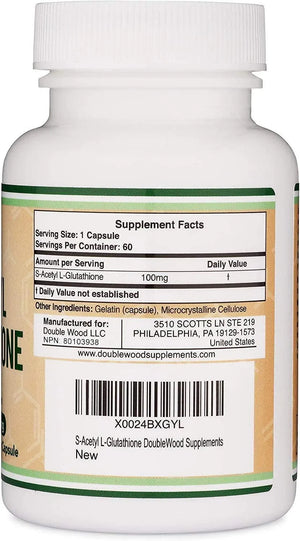 DOUBLE WOOD SUPPLEMENTS - Double Wood Supplements S-Acetyl L-Glutathione 100Mg. 60 Capsulas - The Red Vitamin MX - Suplementos Alimenticios - {{ shop.shopifyCountryName }}