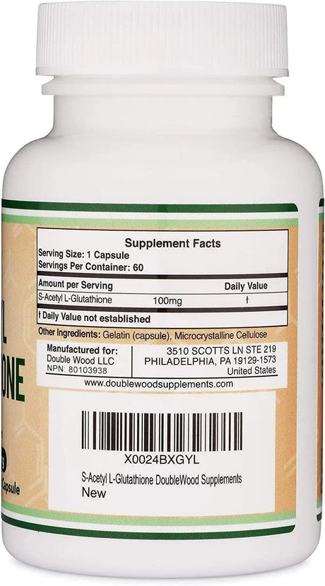 DOUBLE WOOD SUPPLEMENTS - Double Wood Supplements S-Acetyl L-Glutathione 100Mg. 60 Capsulas - The Red Vitamin MX - Suplementos Alimenticios - {{ shop.shopifyCountryName }}