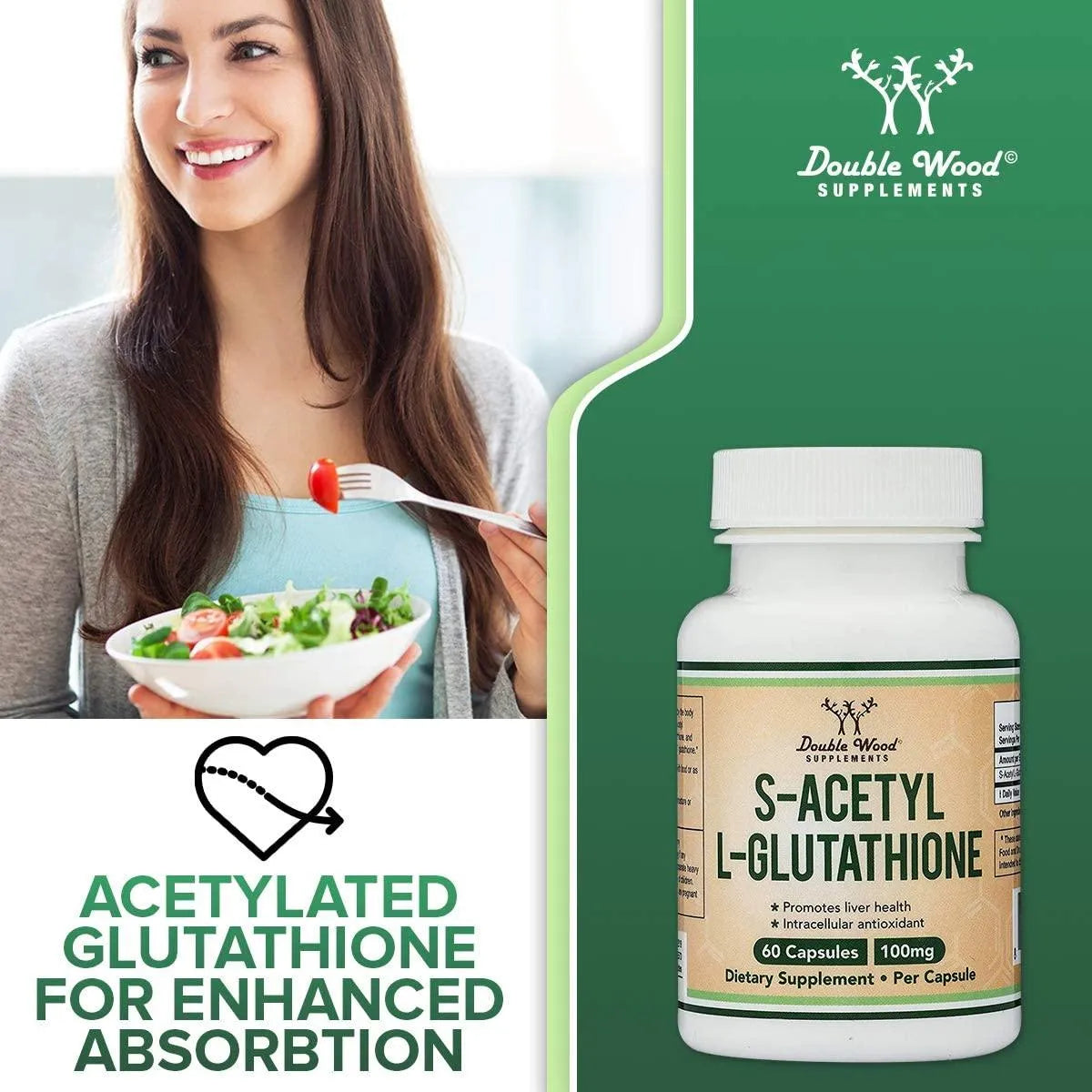 DOUBLE WOOD SUPPLEMENTS - Double Wood Supplements S-Acetyl L-Glutathione 100Mg. 60 Capsulas - The Red Vitamin MX - Suplementos Alimenticios - {{ shop.shopifyCountryName }}