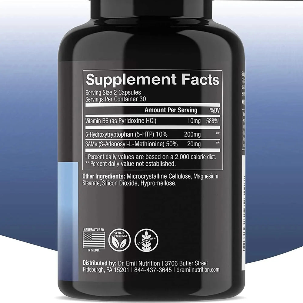 DR EMIL NUTRITION - DR EMIL NUTRITION 200 MG 5-HTP Plus Serotonin Synthesizers and Cofactor B6 60 Capsulas - The Red Vitamin MX - Suplementos Alimenticios - {{ shop.shopifyCountryName }}