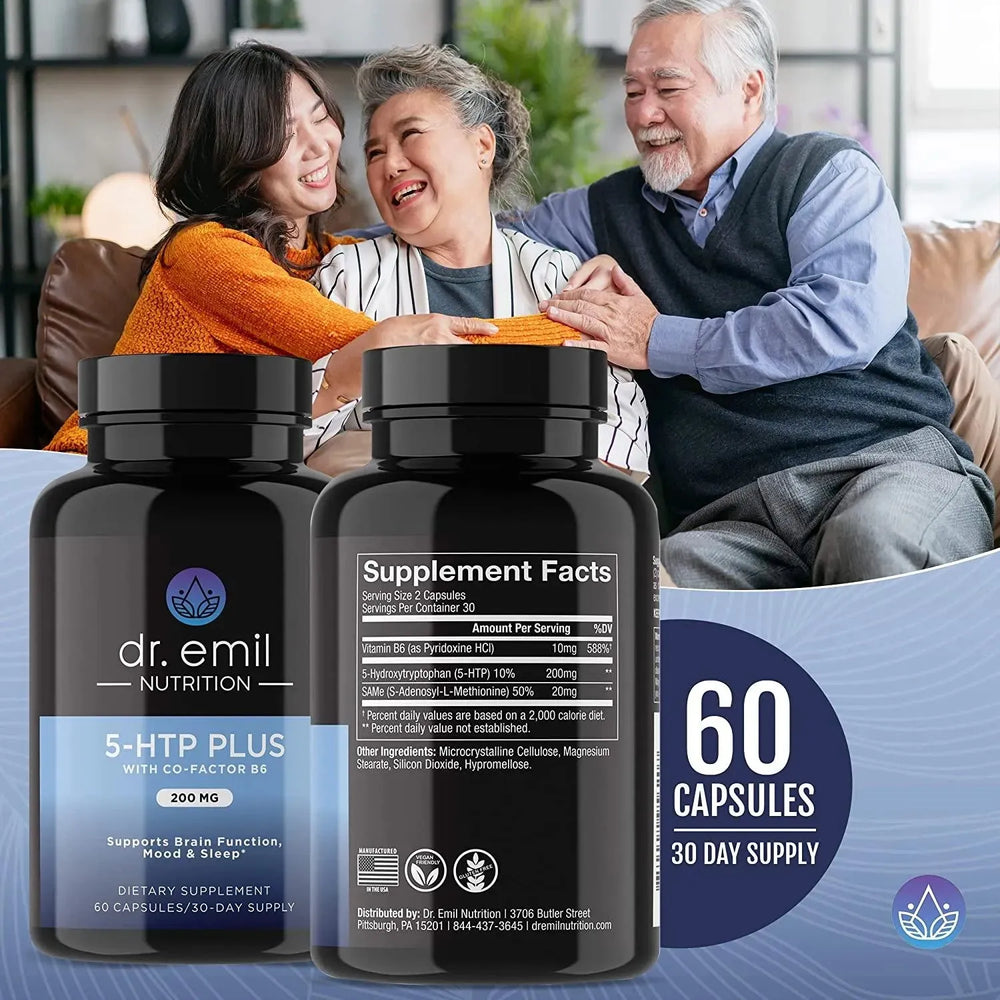 DR EMIL NUTRITION - DR EMIL NUTRITION 200 MG 5-HTP Plus Serotonin Synthesizers and Cofactor B6 60 Capsulas - The Red Vitamin MX - Suplementos Alimenticios - {{ shop.shopifyCountryName }}