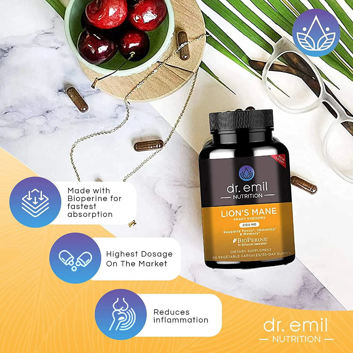 DR EMIL NUTRITION - DR EMIL NUTRITION Organic Lions Mane Mushroom 2100Mg. 90 Capsulas - The Red Vitamin MX - Suplementos Alimenticios - {{ shop.shopifyCountryName }}