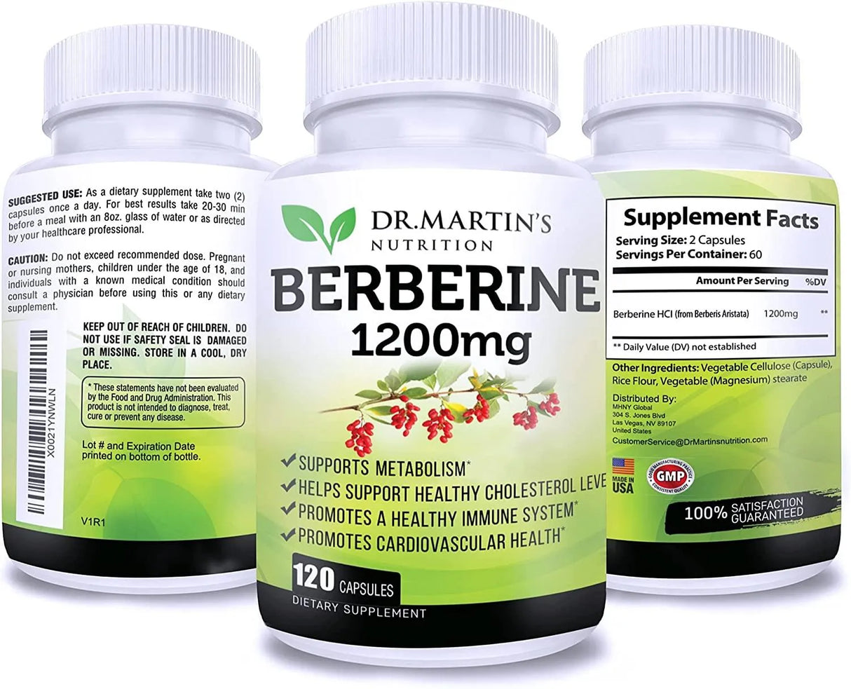 DR. MARTIN'S NUTRITION - Dr. Martin's Nutrition Berberine 1200Mg. 120 Capsulas - The Red Vitamin MX - Suplementos Alimenticios - {{ shop.shopifyCountryName }}