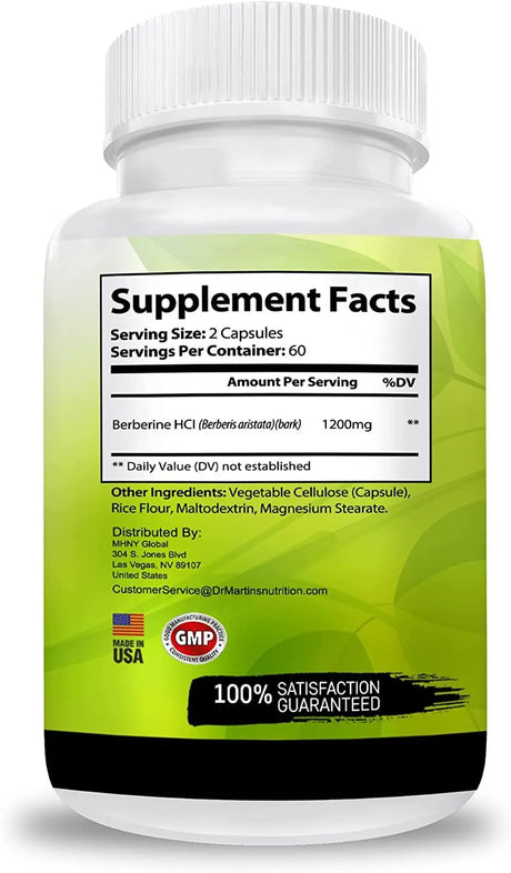 DR. MARTIN'S NUTRITION - Dr. Martin's Nutrition Berberine 1200Mg. 120 Capsulas - The Red Vitamin MX - Suplementos Alimenticios - {{ shop.shopifyCountryName }}