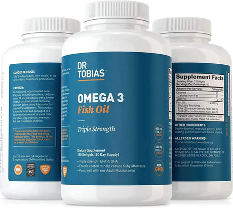 DR TOBIAS - Dr Tobias Omega 3 Fish Oil Triple Strength 2,000Mg. 180 Capsulas Blandas - The Red Vitamin MX - Suplementos Alimenticios - {{ shop.shopifyCountryName }}