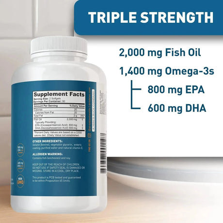 DR TOBIAS - Dr Tobias Omega 3 Fish Oil Triple Strength 2,000Mg. 180 Capsulas Blandas - The Red Vitamin MX - Suplementos Alimenticios - {{ shop.shopifyCountryName }}