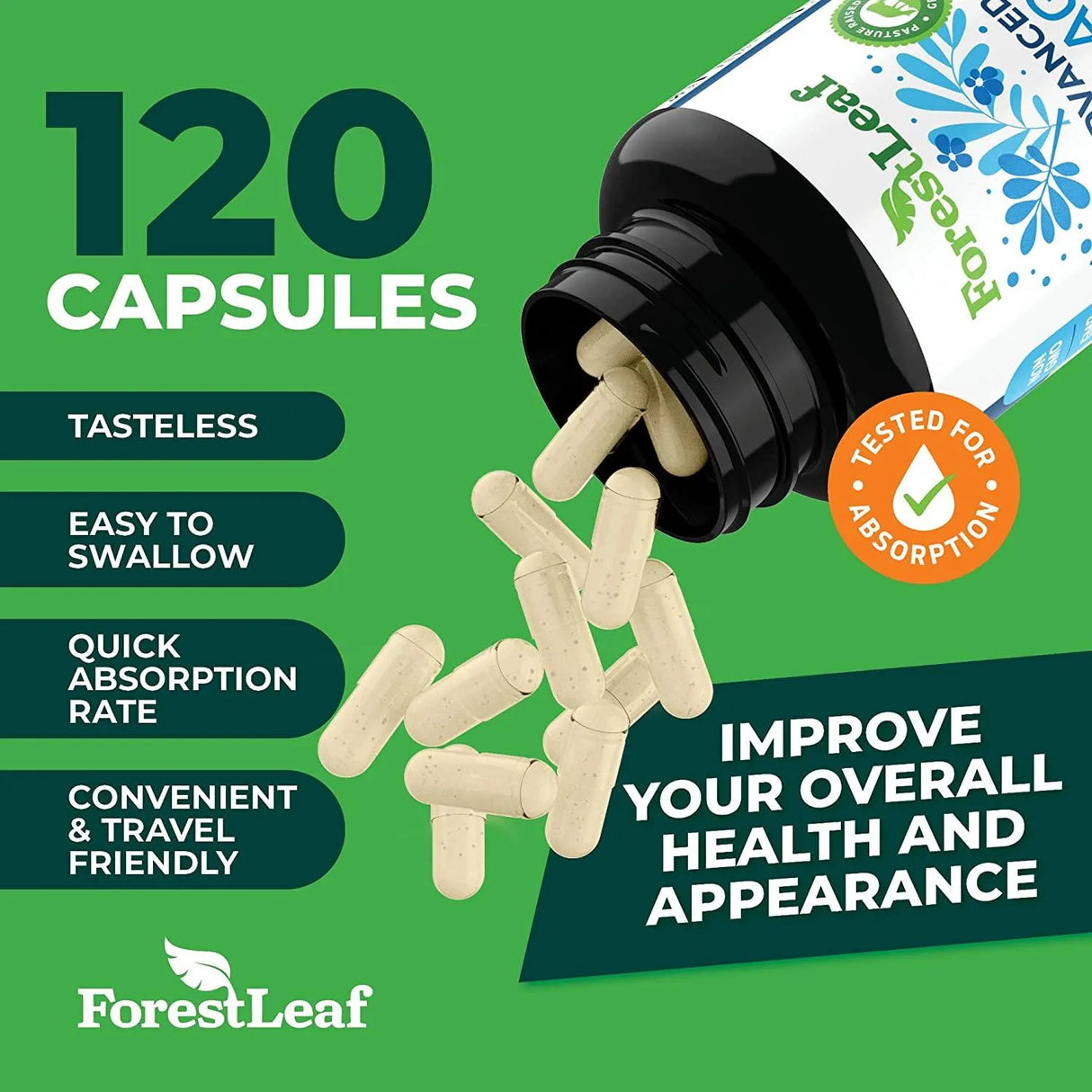 FOREST LEAF - Forest Leaf Advanced Collagen 120 Capsulas - The Red Vitamin MX - Suplementos Alimenticios - {{ shop.shopifyCountryName }}