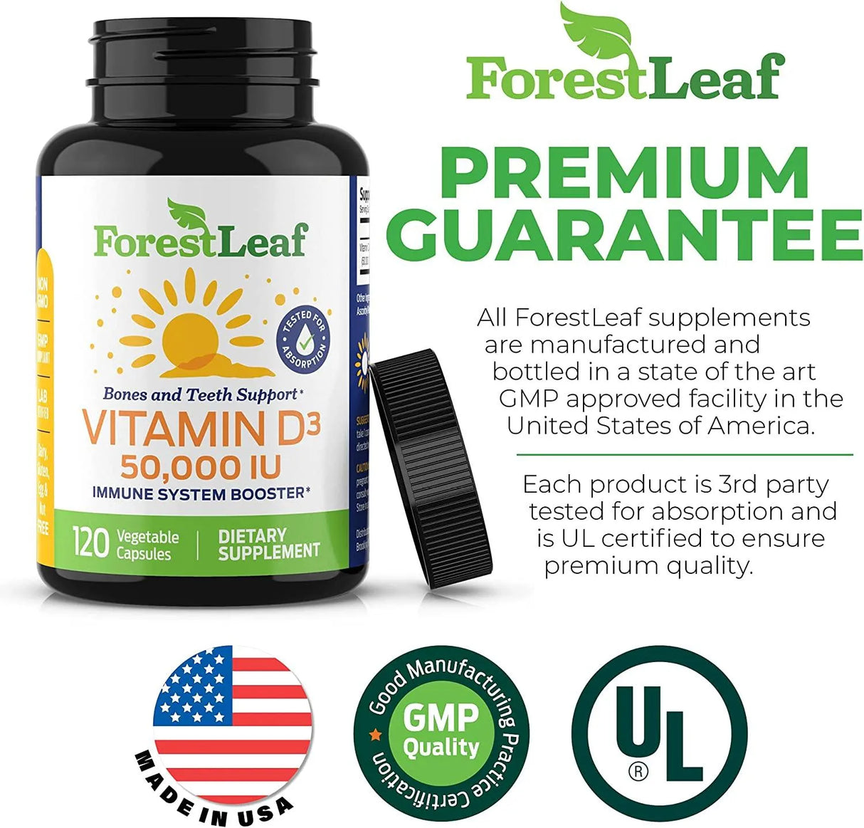 FOREST LEAF - Forest Leaf Vitamin D3 50,000IU 120 Capsulas - The Red Vitamin MX - Suplementos Alimenticios - {{ shop.shopifyCountryName }}