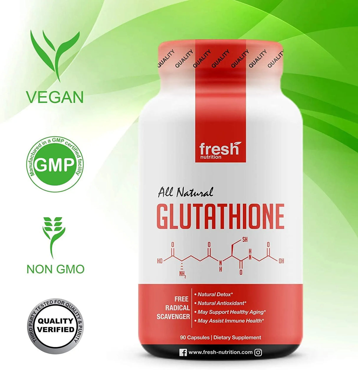 FRESH NUTRITION - Fresh Nutrition Glutathione 90 Capsulas - The Red Vitamin MX - Suplementos Alimenticios - {{ shop.shopifyCountryName }}