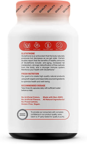 FRESH NUTRITION - Fresh Nutrition Glutathione 90 Capsulas - The Red Vitamin MX - Suplementos Alimenticios - {{ shop.shopifyCountryName }}