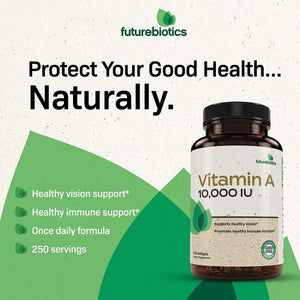 FUTUREBIOTICS - Futurebiotics Vitamin A 10,000IU 250 Capsulas Blandas - The Red Vitamin MX - Suplementos Alimenticios - {{ shop.shopifyCountryName }}