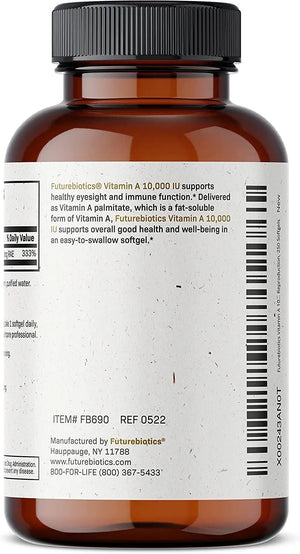 FUTUREBIOTICS - Futurebiotics Vitamin A 10,000IU 250 Capsulas Blandas - The Red Vitamin MX - Suplementos Alimenticios - {{ shop.shopifyCountryName }}