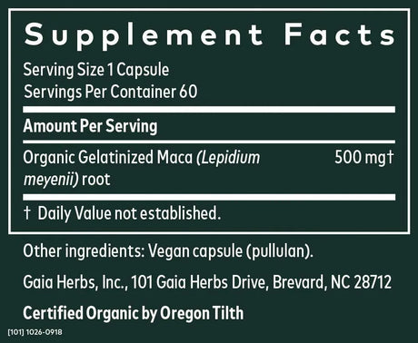 GAIA HERBS - Gaia Herbs Maca Root 60 Capsulas - The Red Vitamin MX - Suplementos Alimenticios - {{ shop.shopifyCountryName }}