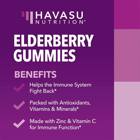 HAVASU NUTRITION - Havasu Nutrition Elderberry Gummies with Zinc and Vitamin C 60 Gomitas - The Red Vitamin MX - Suplementos Alimenticios - {{ shop.shopifyCountryName }}
